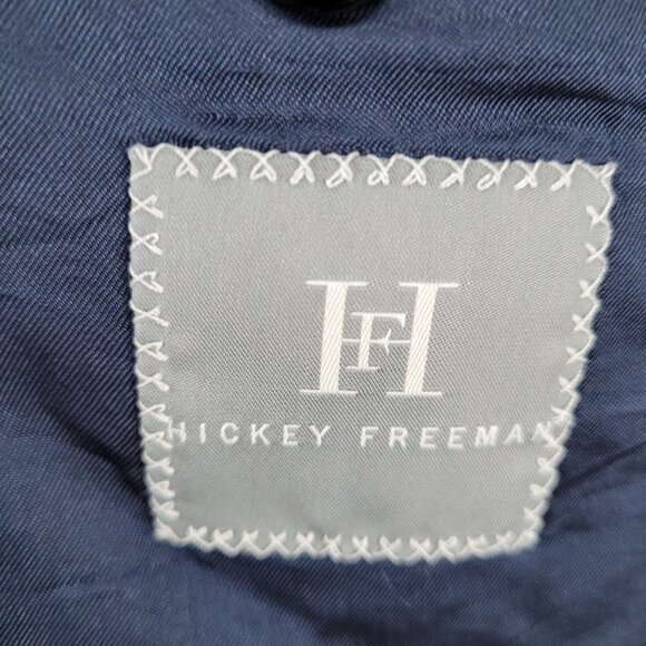 VTG Hickey Freeman Navy Pinstripe Worsted Wool 2 Button Blazer USA Made Size 44R - Picture 3 of 16